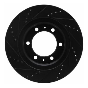 Toyota Tacoma Brake Rotor (1) - Front Right - R1 Concepts - Drilled & Slotted - Black - `03-`23